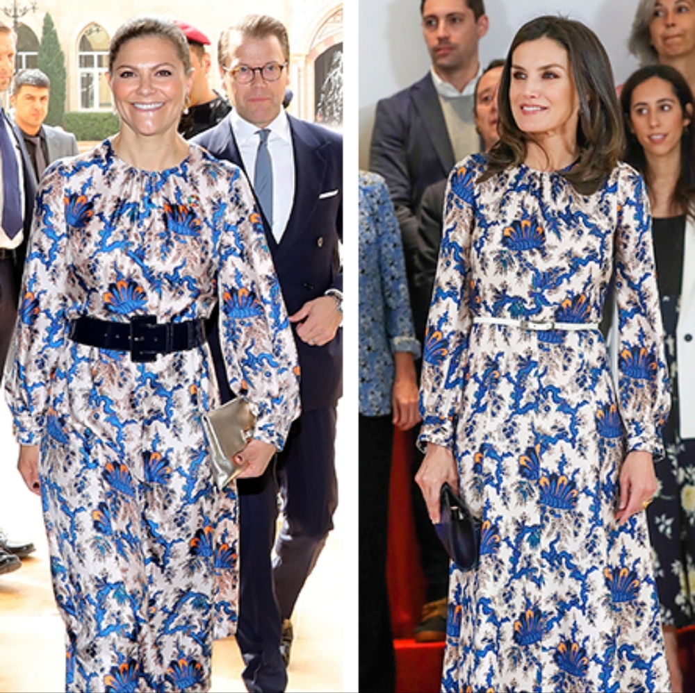 Sandro Utopique Silk Dress ASO Queen Letizia and Princess Victoria